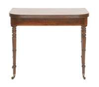 Lot 62 - A George III strung mahogany fold-over tea table