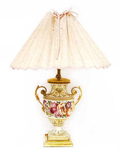 Lot 54 - A Derby porcelain vase/table lamp