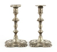 Lot 377 - A pair of late Victorian silver taper sticks