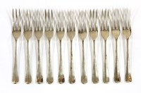 Lot 343 - A set of eleven modern silver table forks