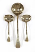 Lot 349 - A silver old English pattern soup ladle