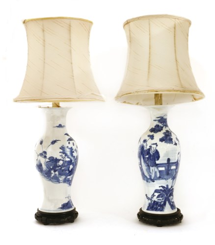 Lot 93 - Two Chinese blue and white baluster vases