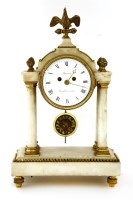 Lot 160 - An Empire-style alabaster mantel clock