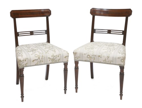 Lot 256 - A pair of George III strung mahogany bar back single chairs