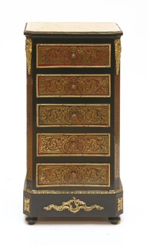 Lot 252 - A Louis XVI red boulle and ebonised narrow chest