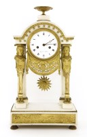 Lot 242 - A Louis XVI white marble and ormolu mantel clock