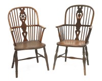 Lot 276 - Two ash elm and beechwood high back Windsor chairs