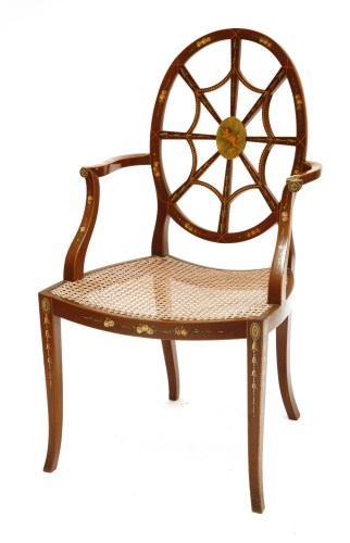 Lot 496 - An Edwardian mahogany elbow chair