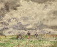 Lot 437 - Thomas Hennell (1903-1945) 
FIGURES WORKING IN A FIELD
Watercolour
40 x 46cm