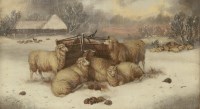 Lot 479 - R...S... Mott (fl.1871-1881)
SHEEP IN A WINTER LANDSCAPE
Signed and dated 1880 l.l.