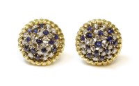 Lot 295 - A pair of sapphire and diamond cluster earrings