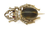 Lot 305 - A Victorian gold diamond and tiger's eye stag beetle brooch