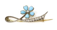 Lot 320 - A French turquoise and diamond forget-me-not spray brooch