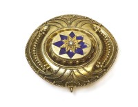 Lot 298 - A Victorian gold Etruscan Revival style shield  brooch