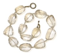 Lot 312 - A single row freeform faceted rock crystal necklace