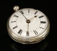 Lot 437 - A sterling silver George III key wound open-faced alarm pocket watch
