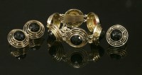 Lot 193 - A faceted black glass gold bracelet