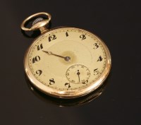 Lot 135 - A Swiss open-faced gold pocket watch