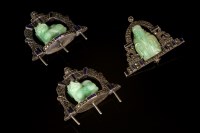 Lot 489 - A pair of silver Art Deco jade