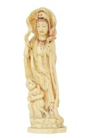 Lot 259 - A Japanese walrus ivory carving