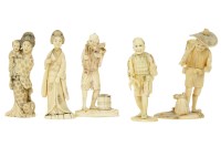 Lot 169 - A collection of five Japanese ivory carvings