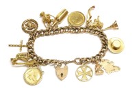 Lot 12 - A 9ct gold hollow curb link charm bracelet