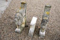 Lot 701 - A pair of composite marble bench ends