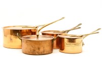 Lot 322 - Four copper saucepans with lids