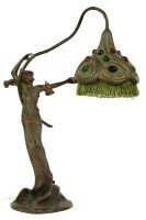 Lot 478 - An Art Nouveau spelter figural lamp