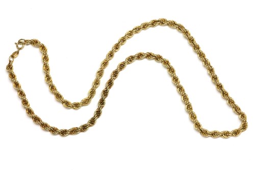 Lot 27 - A 9ct gold rope chain necklace with bolt ring clasp