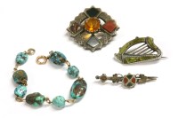 Lot 65 - A freeform turquoise bead bracelet