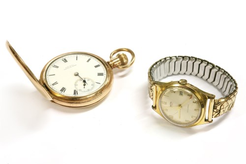 Lot 74 - A rolled gold Hunter pocket watch