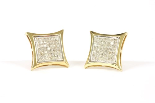 Lot 48 - A pair of 9ct gold square pavé set diamond studs