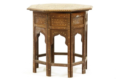 Lot 626 - A Hoshiarpur inlaid hardwood octagonal table