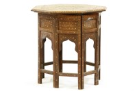 Lot 626 - A Hoshiarpur inlaid hardwood octagonal table