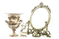 Lot 390 - A cast ornamental easel mirror