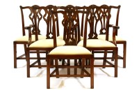 Lot 618 - A set of six reproduction Chippendale style mahogany dining chairs