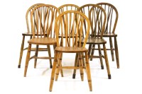 Lot 691 - A set of six 19th century elm kitchen chairs