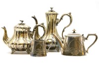 Lot 430 - A Victorian silver plated four piece hard metal tea set