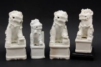 Lot 357 - Four 18th century and later Chinese blanc de chine porcelain dogs of Fo