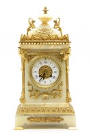 Lot 361 - An alabaster and gilt mounted mantle clock