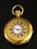 Lot 436 - A Swiss gold mechanical half hunter fob watch