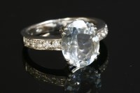 Lot 361 - An Italian white gold single stone aquamarine ring