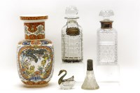 Lot 318 - Two square moulded glass decanters