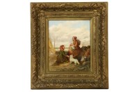 Lot 398 - Circle of William Hemsley (1817-1906)
GIRLS MENDING NETS ON THE SHORE