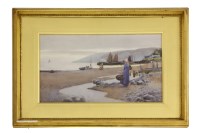 Lot 385 - Hubert Coop (1872-1953)
A SHORE SCENE WITH A WOMAN LOOKING OUT TO SEA
Signed l.l.