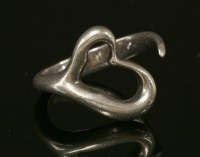Lot 550 - A silver open curved heart ring by Tiffany