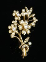 Lot 94 - A late Victorian split pearl spray brooch