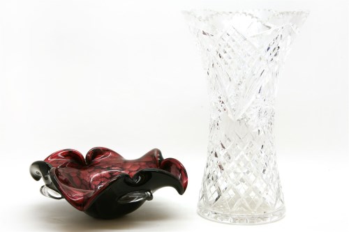 Lot 337 - A large cut glass vase