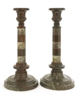 Lot 828 - A pair of Victorian marble candlesticks